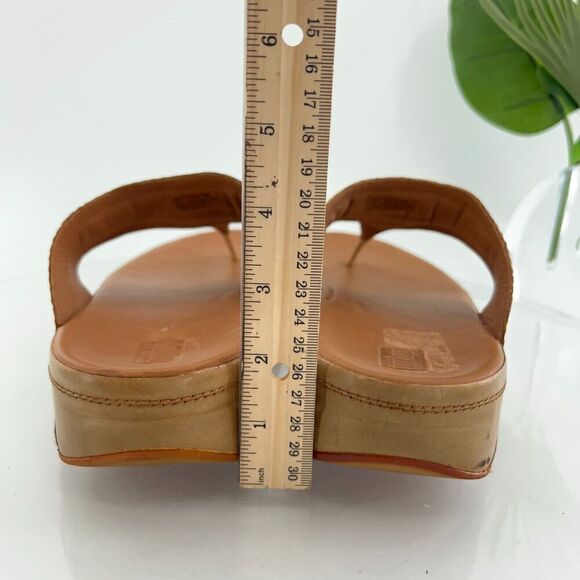 Fitflop Women's Walkstar Sandal Size 10 Thong Slide Shoe Brown Tan Leather - Picture 7 of 16